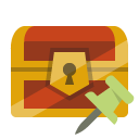 treasure,chest,push,pin icon
