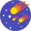 comets, cosmic, mintie, rounded, space, stars svg vector icon