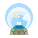 christmas, cloud, decorate, decoration, moon, mountain, snowglobe svg vector icon