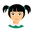 black hair, kid, sad svg vector icon