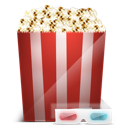 3d glasses, cinema, popcorn icon
