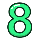 eight, green, number, numbers, study svg vector icon