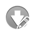 arrow,down,pencil icon