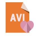 file,format,avi,heart icon