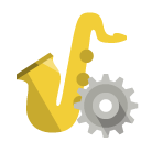 music,saxophone,gear icon