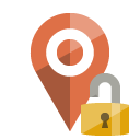 location,lock,open icon