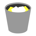 bin, full, grey, paper, recycle, rubbish, trash, waste, yellow icon