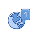 earth, globe, notification, one notification svg vector icon