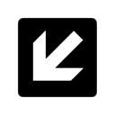 arrow,down,left,descend,download,fall,decrease,descending,previous,back,backward,prev icon