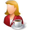 coffee, female, person icon
