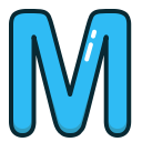 alphabet, blue, letter, letters, m svg vector icon