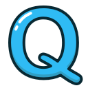 alphabet, blue, letter, letters, q svg vector icon