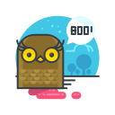 animal, boo, halloween, owl, scary, spooky svg vector icon