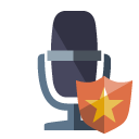 radio,microphone,shield icon