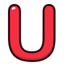 alphabet, letter, letters, red, u svg vector icon