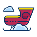 christmas, santa, sleigh, transport, transportation, winter svg vector icon