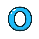blue, letter, lowercase, o svg vector icon