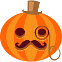 halloween, jack-o-lantern, monocle, posh, pumpkin, tophat icon