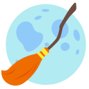 broom, halloween, holidays, moon svg vector icon