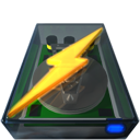 disk, lightning, power icon