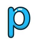 blue, letter, lowercase, p svg vector icon