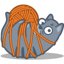 cat, tied, yarn icon