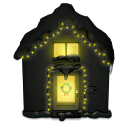 christmas, house, lights, snowy icon