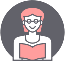 avatar, female, reading, woman svg vector icon