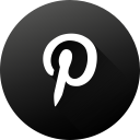 black white, circle, high quality, long shadow, pinterest, social, social media svg vector icon