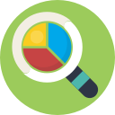 explore, find, magnifire, pie chart svg vector icon