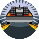 back to the future, car, delorean, fast, fire, vehicle svg vector icon