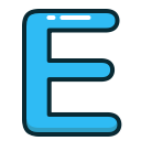 alphabet, blue, e, letter, letters svg vector icon