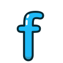 blue, f, letter, lowercase svg vector icon