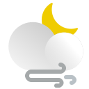 cloud, forecast, moon, night, weather, wind, windy svg vector icon