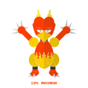 fire, kanto, magmar, magmar fire, pokemon svg vector icon