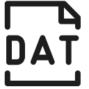 dat, extension, filetype, film, movie svg vector icon