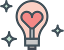 bulb, heart, stars, valentines svg vector icon