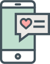 love, message, phone svg vector icon