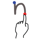 gestureworks, letter, lowercase, n, stroke icon