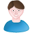 blue, features, male, user, white icon