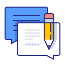 bubble, chat, feedback, message, pencil, support, talk svg vector icon