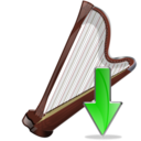 arpa,down,instrument,descend,download,fall,decrease,descending icon