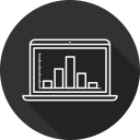 analysis, computer, data, laptop, search, statistics, storage svg vector icon