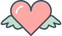 heart, valentines, wings svg vector icon