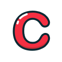 c, letter, lowercase, red svg vector icon