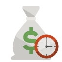 money,bag,clock icon
