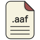 aaf, document, extension, file, format, video svg vector icon