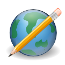 browser, cms, earth, edit, pencil, world, write icon
