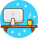 computer, device, mac, pc, work, workplace, workspace svg vector icon