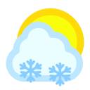 cloudy, snow, sun svg vector icon